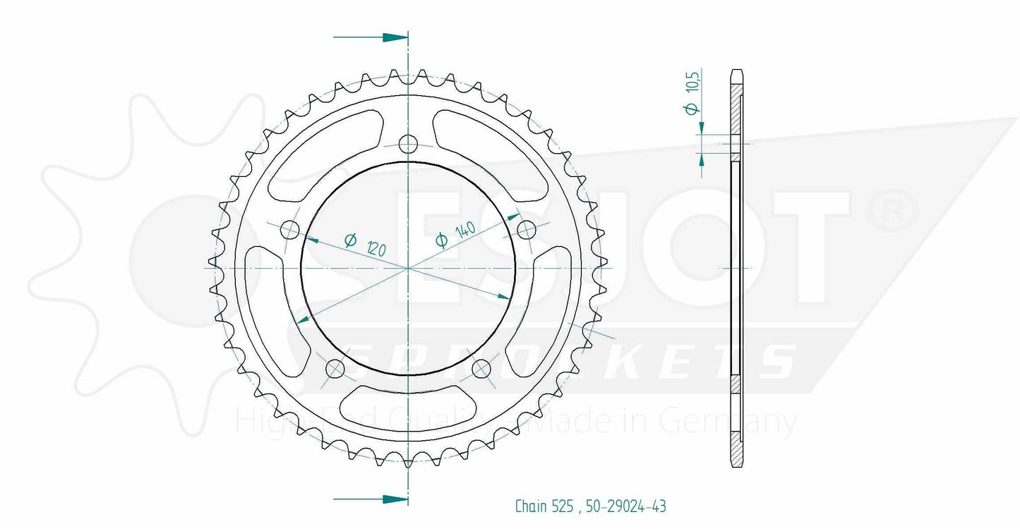 Sprockets Rear (29024 - 43T) - Esjot