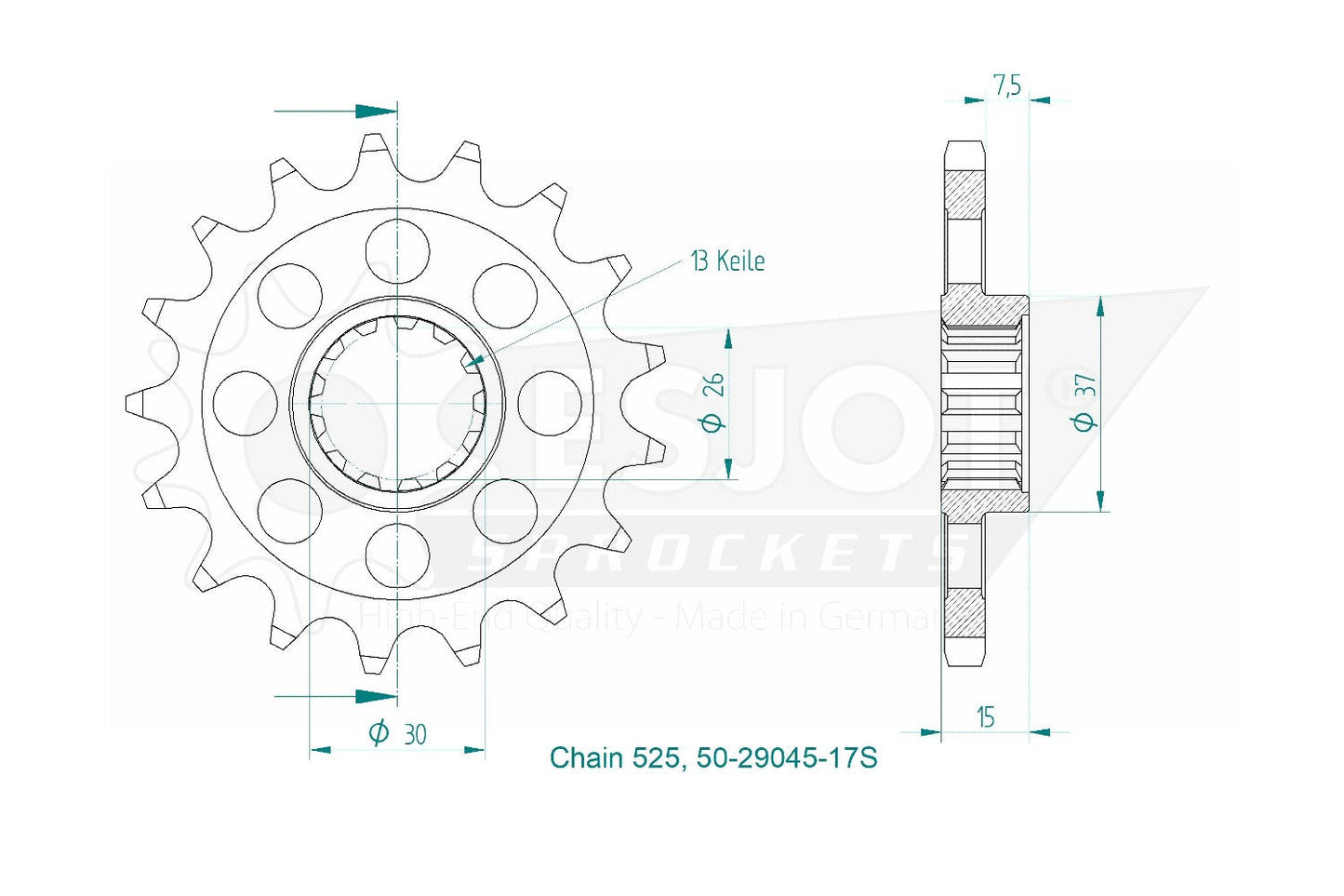 Sprockets Front (29048-15T) Sports - Esjot