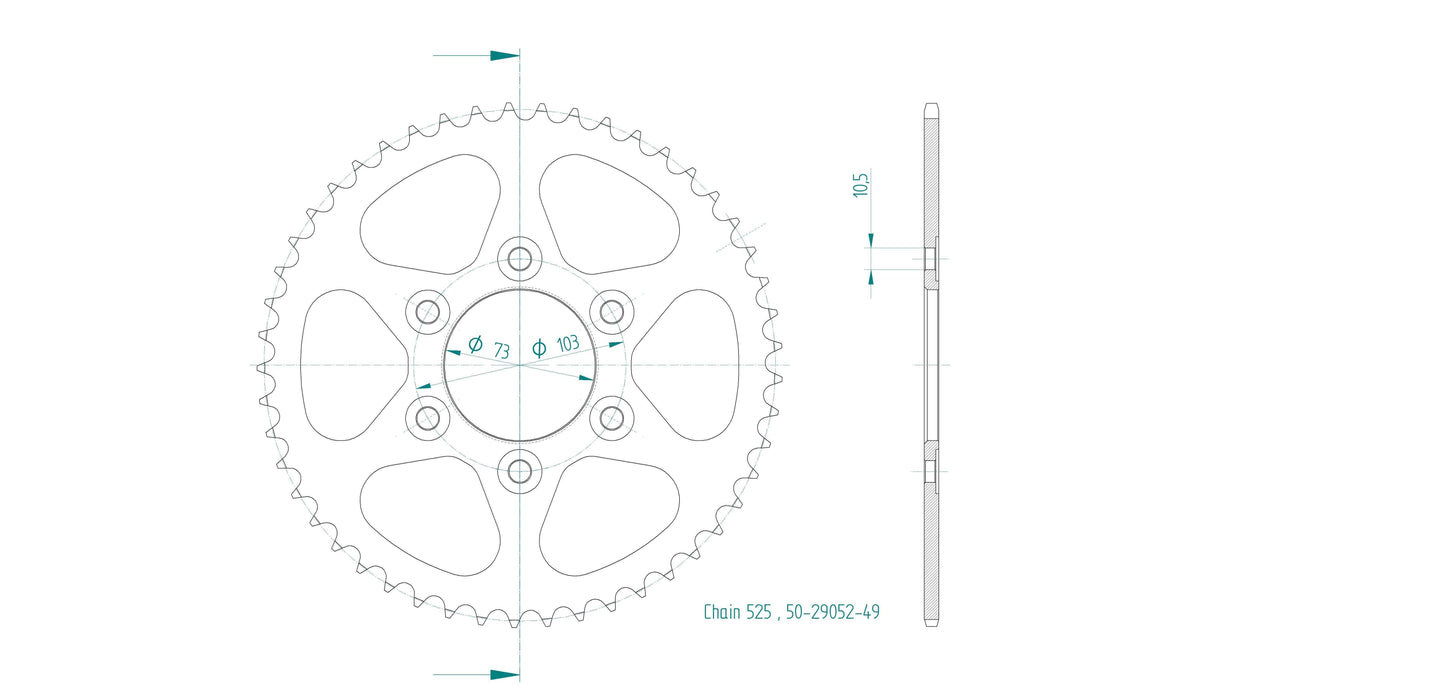 Sprockets Rear (29052-49T) - Esjot