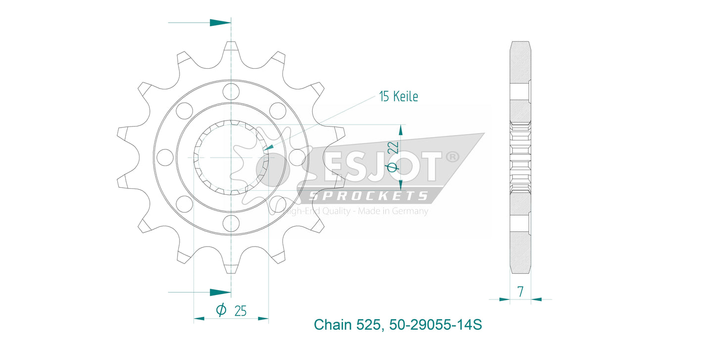 Sprockets Front (29055-14T) - Esjot