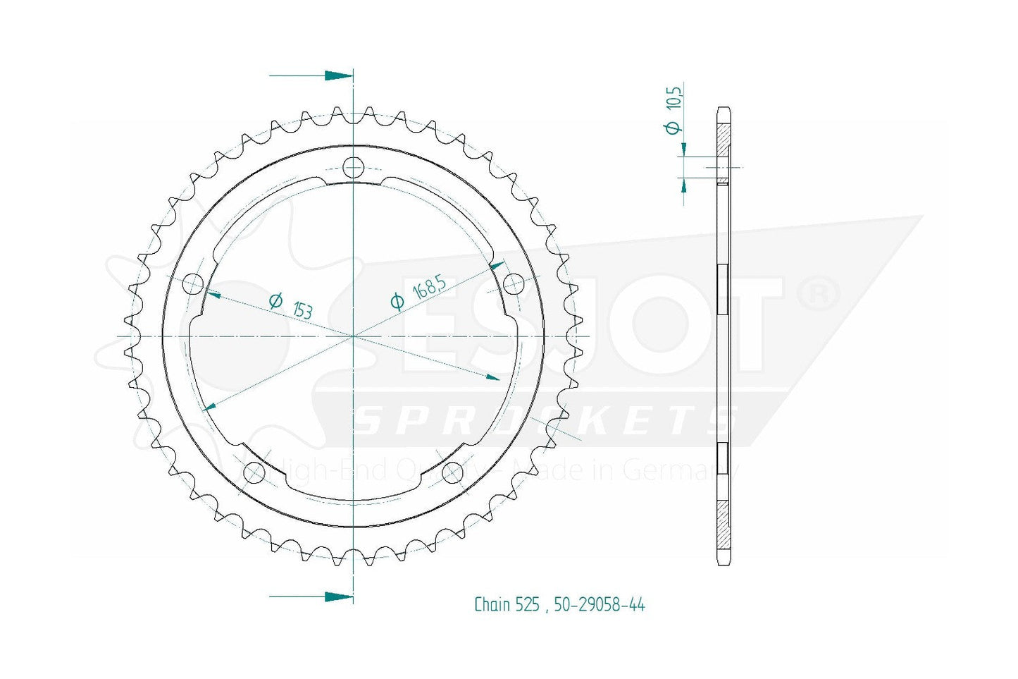 Sprockets Rear (29058-44T) - Esjot