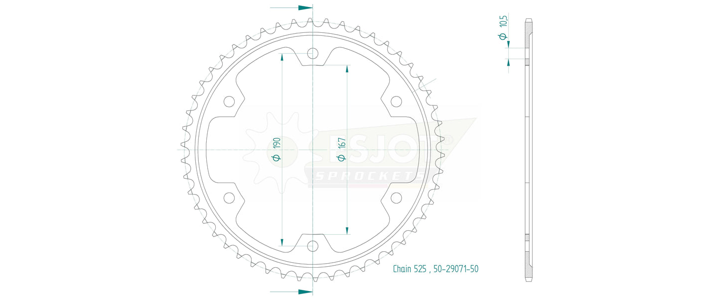 Sprockets Rear (29071-50T) - Esjot