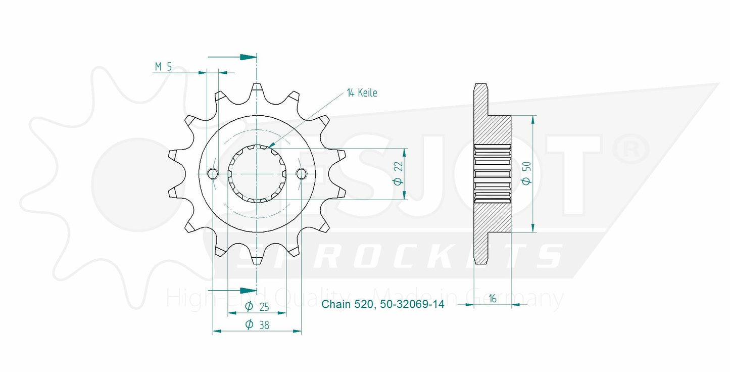 Sprockets Front (50-32069-14T) - Esjot (Sports)