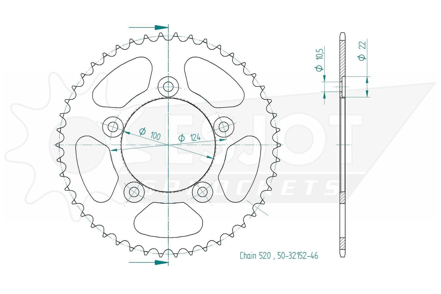 Sprockets Rear (32152-43T) - Esjot