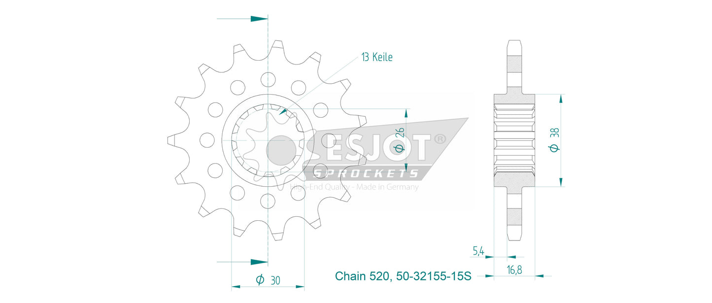 Sprockets Front (32155-15T) - Esjot