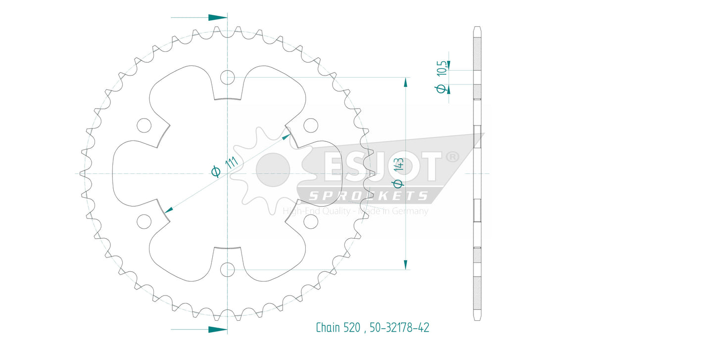 Sprockets Rear (32178-42T) - Esjot