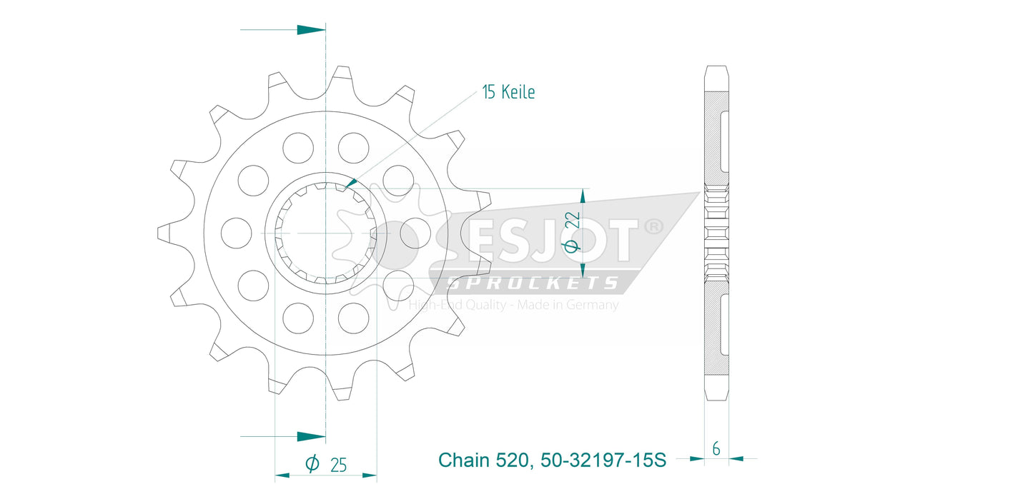 Sprockets Front (32197-15T) - Esjot (Sports)