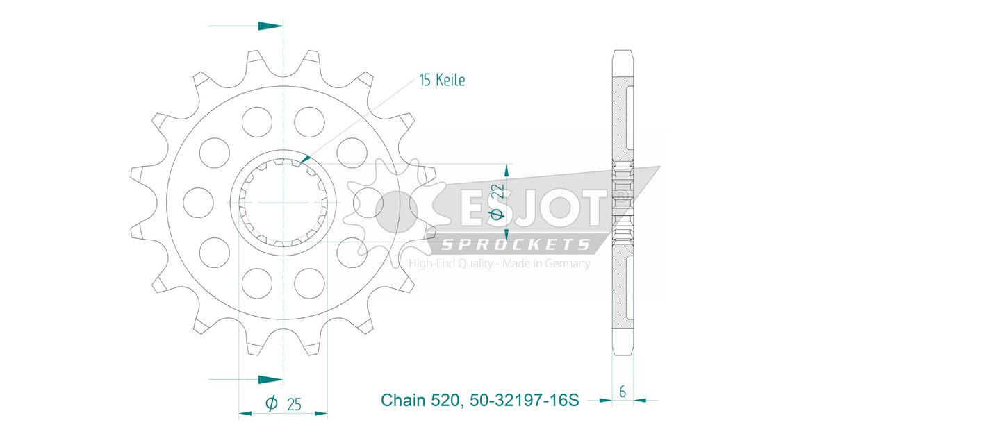 Sprockets Front (32197-16T) - Esjot (Sports)