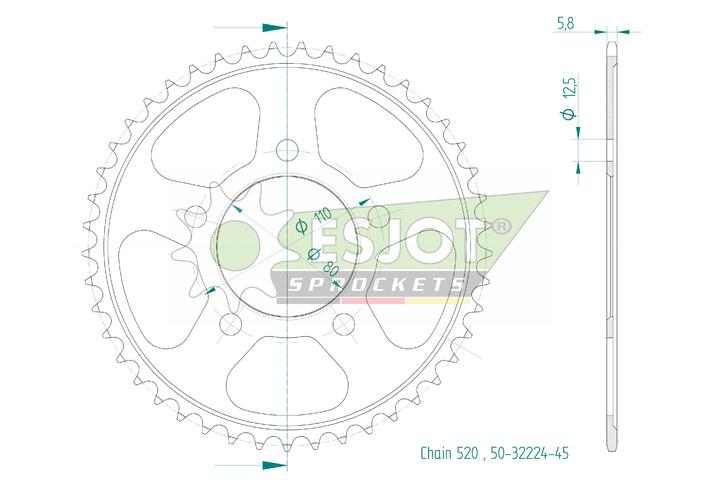 Sprockets Rear (32224-45T) - Esjot