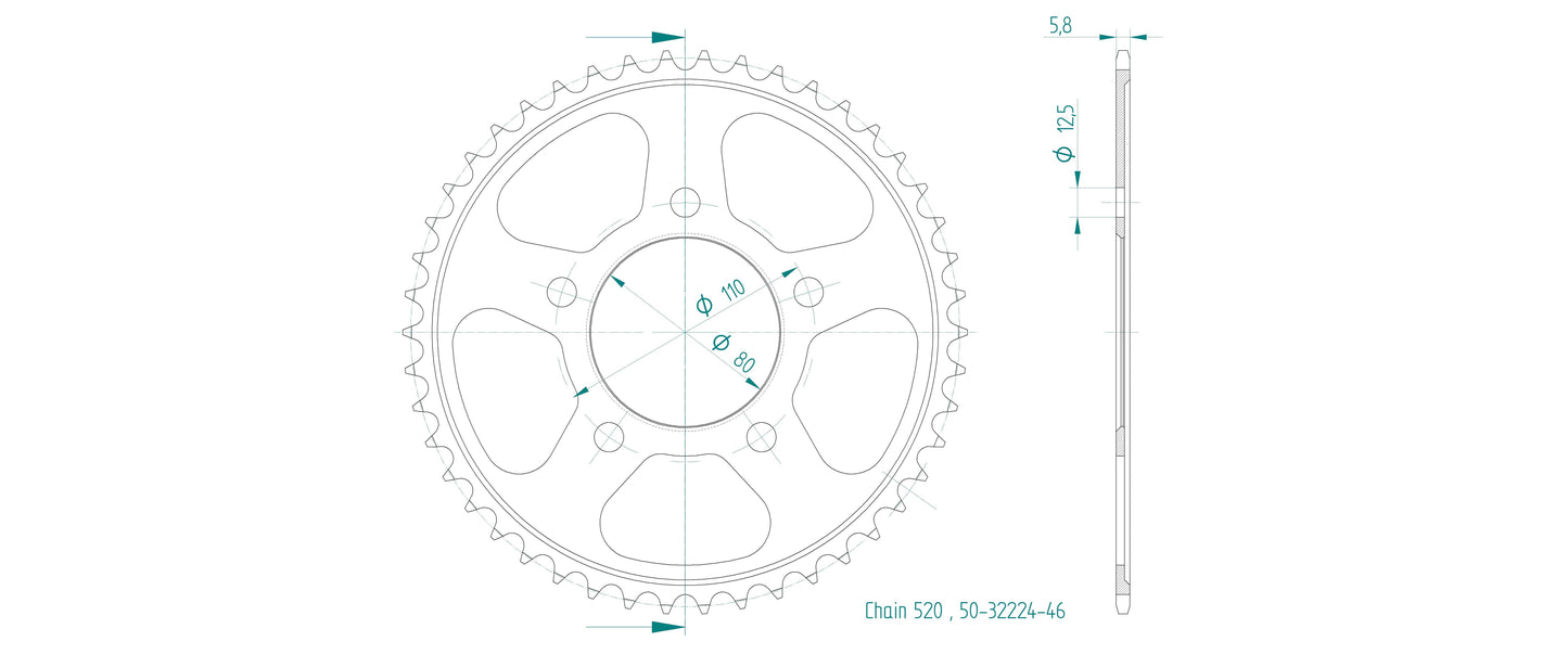 Sprockets Rear (32224- 46T) - Esjot