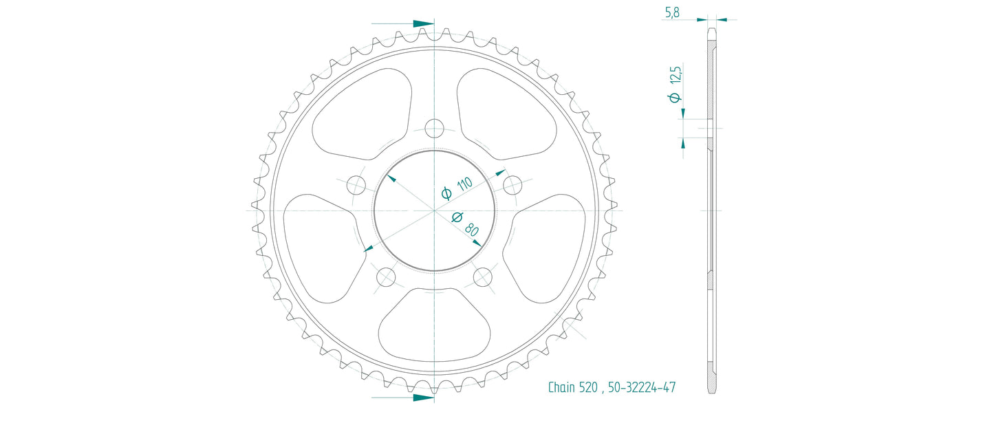 Sprockets Rear (32224- 47T) - Esjot