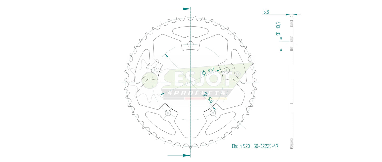 Sprockets Rear (32225-47T) - Esjot
