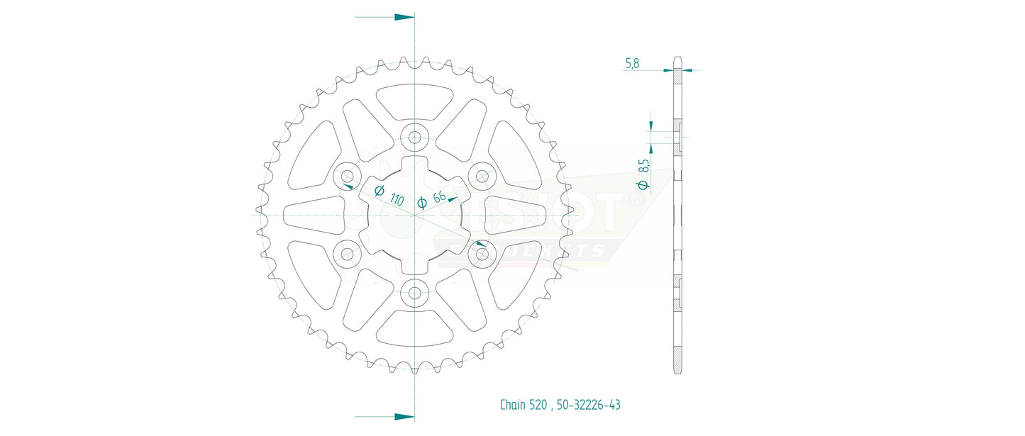 Sprockets Rear (32226-43T) - Esjot