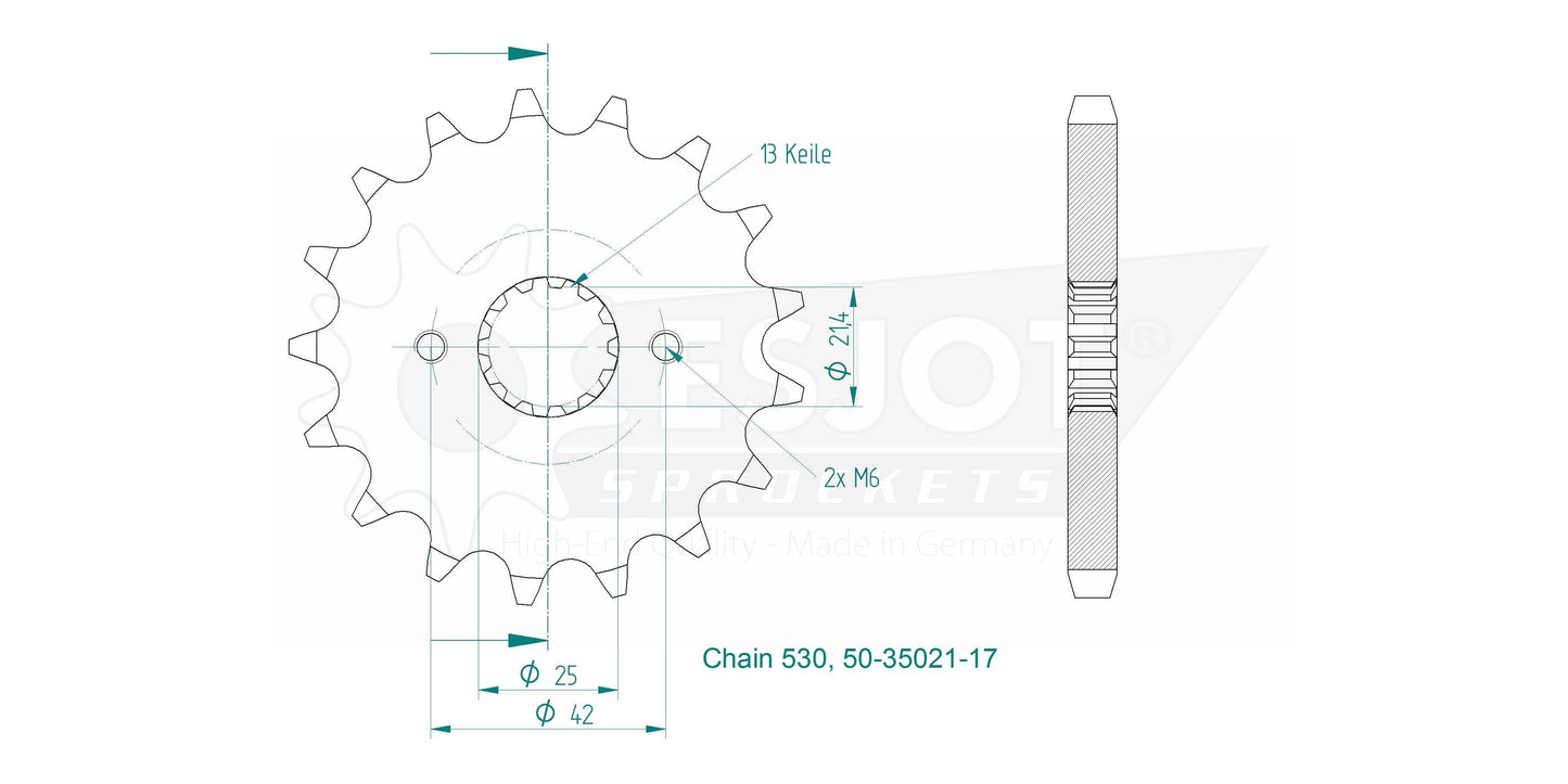 Sprockets Front (35021-17T) - Esjot