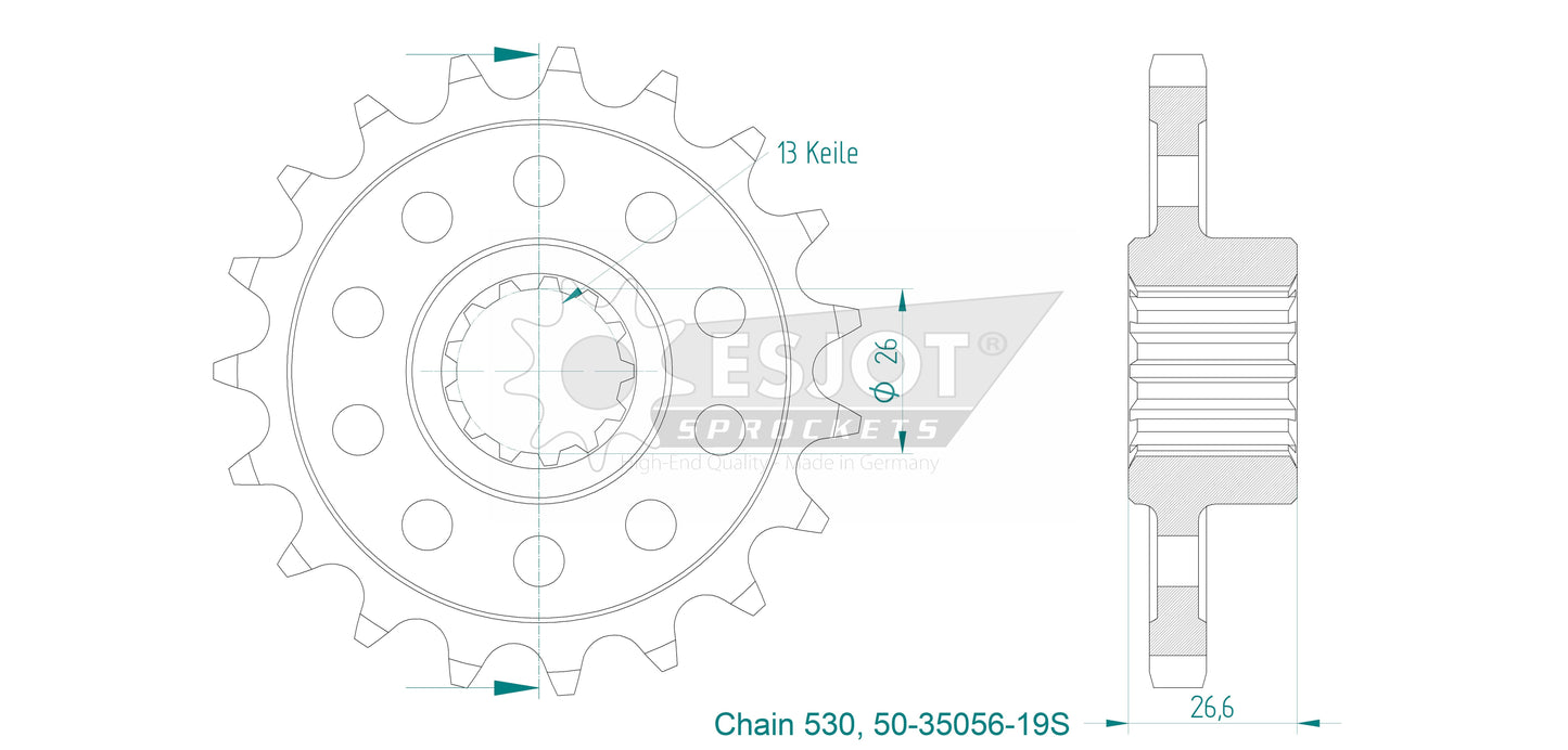 Sprockets Front (50-35056-19S) - Esjot (Sports)
