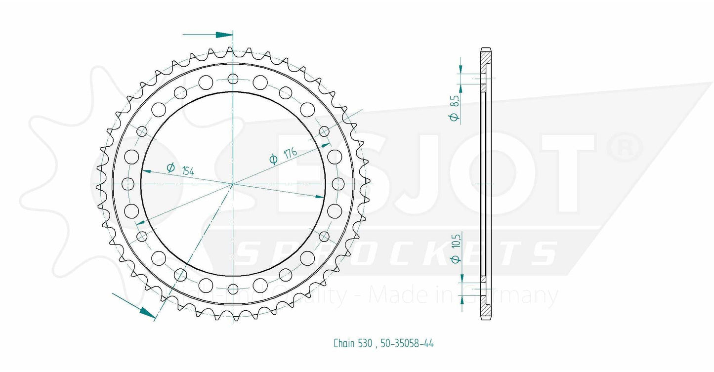 Sprockets Rear (35058-44T) - Esjot