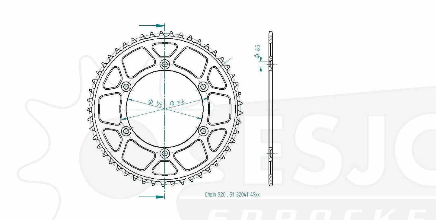 Sprockets Rear (32041-49T) - Esjot