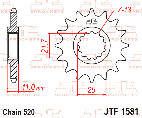Sprockets Front (1581- 16T) - JT