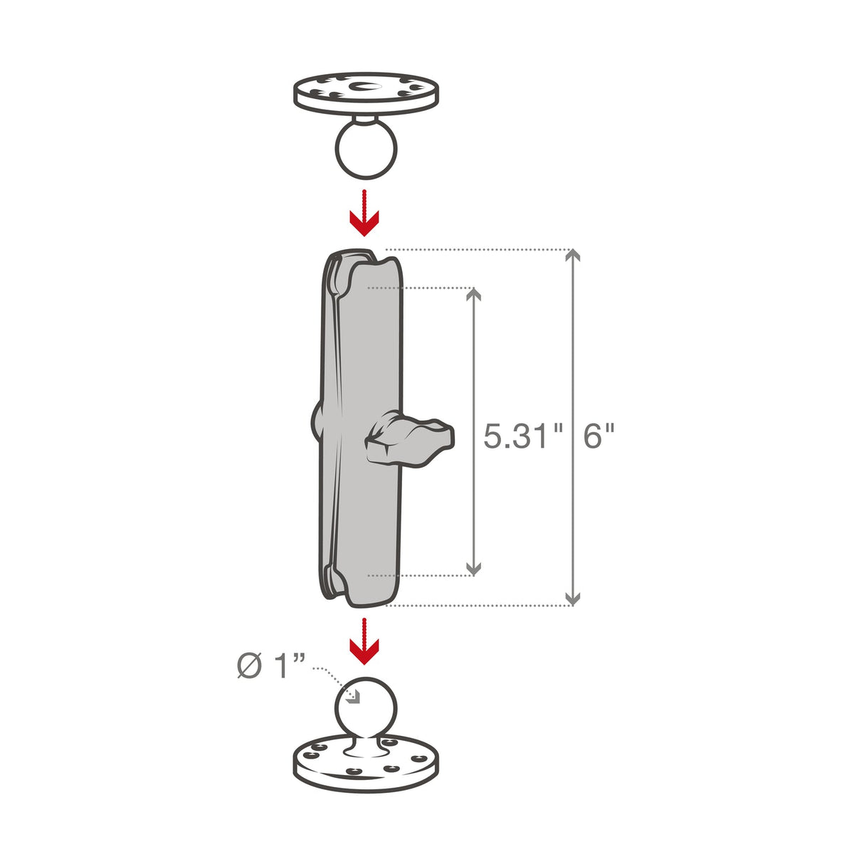 RAM Arm - Double Socket Arm - 25mm B Ball