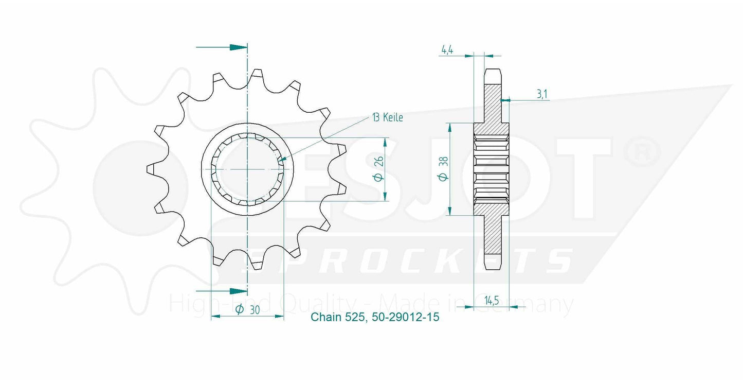 Sprockets Front (29012 - 15T) - Esjot