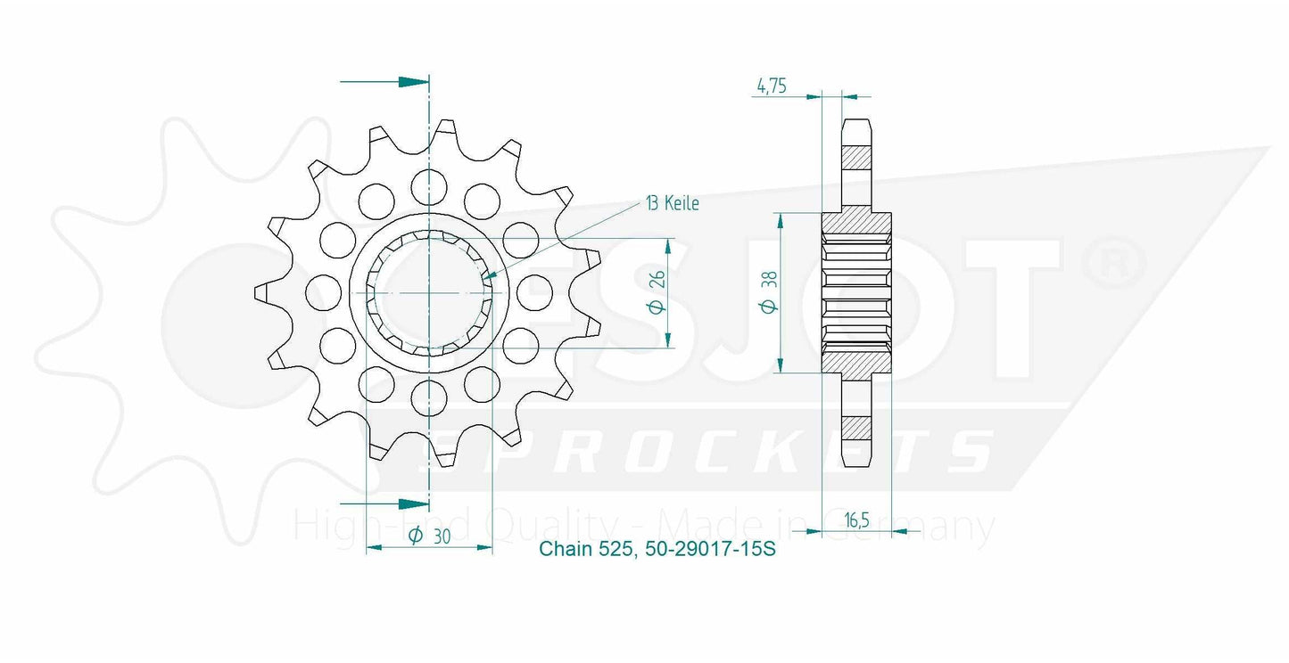 Sprockets Front (29017-15T) - Esjot (Sports)