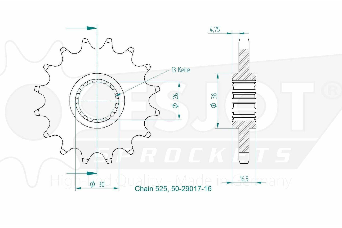 Sprockets Front (29017 - 15T) - Esjot