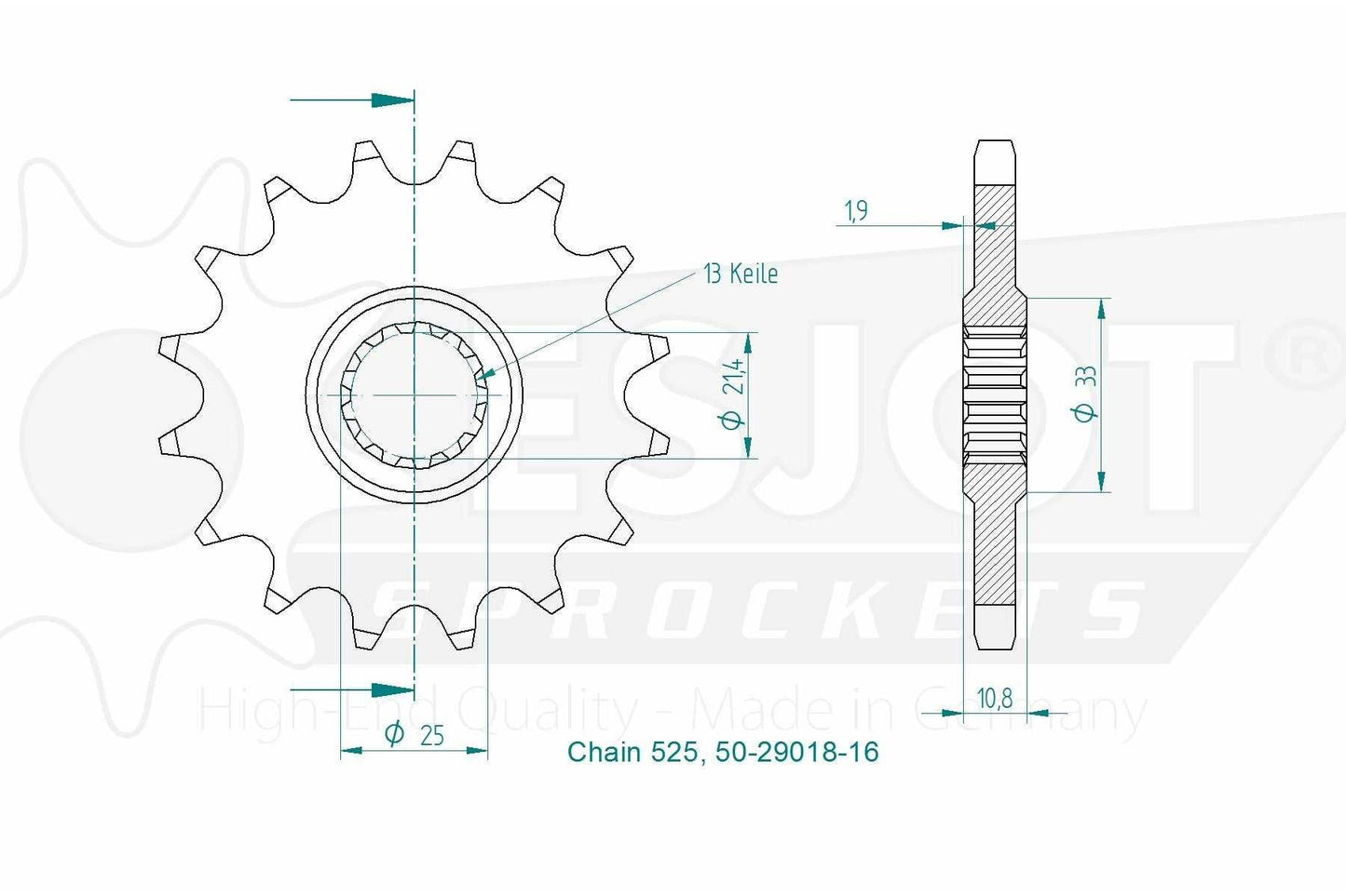Sprockets Front (29018 - 16T) - Esjot