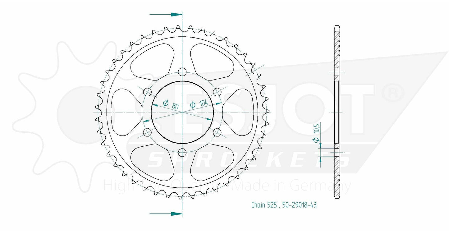 Sprockets Rear (29018 - 43T) - Esjot
