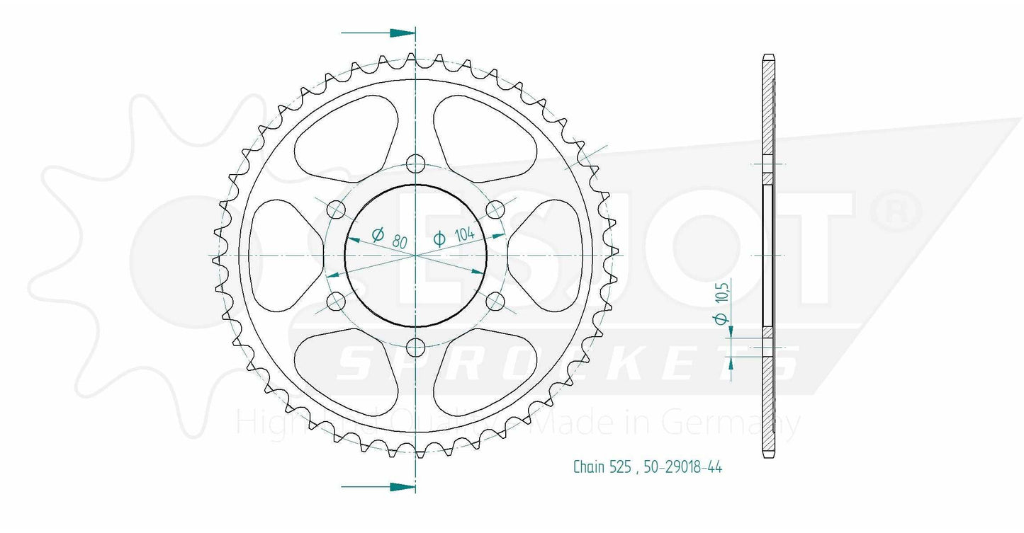 Sprockets Rear (29018 - 44T) - Esjot