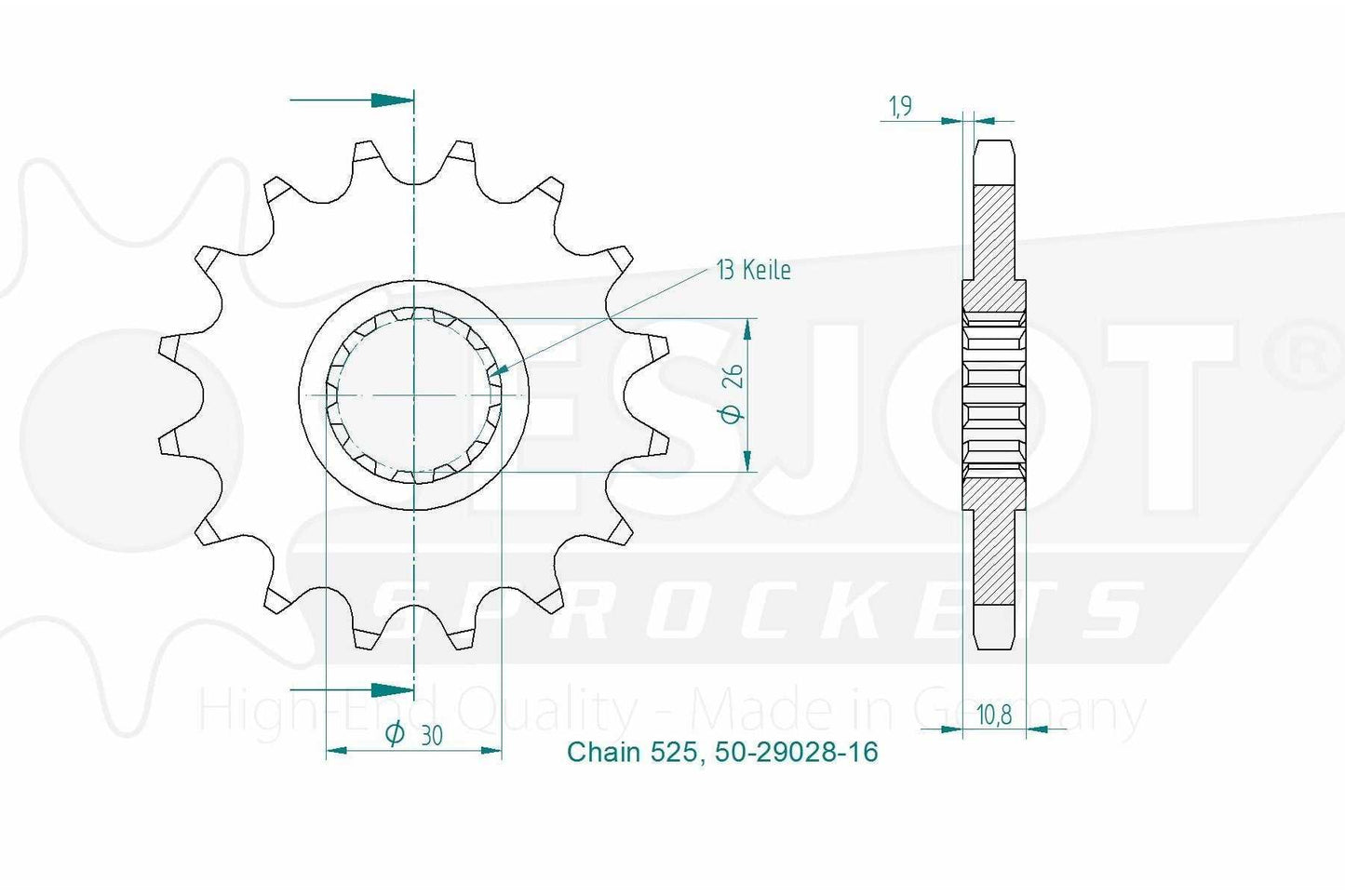 Sprockets Front (29028-16T) - Esjot