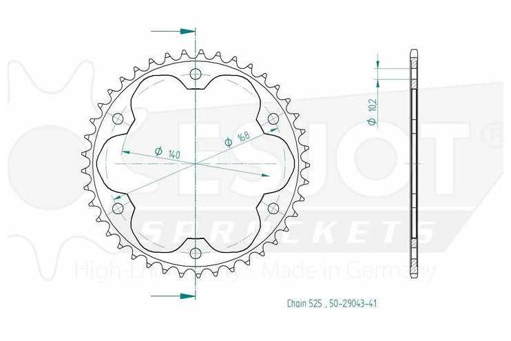 Sprockets Rear (29043-41T) - Esjot