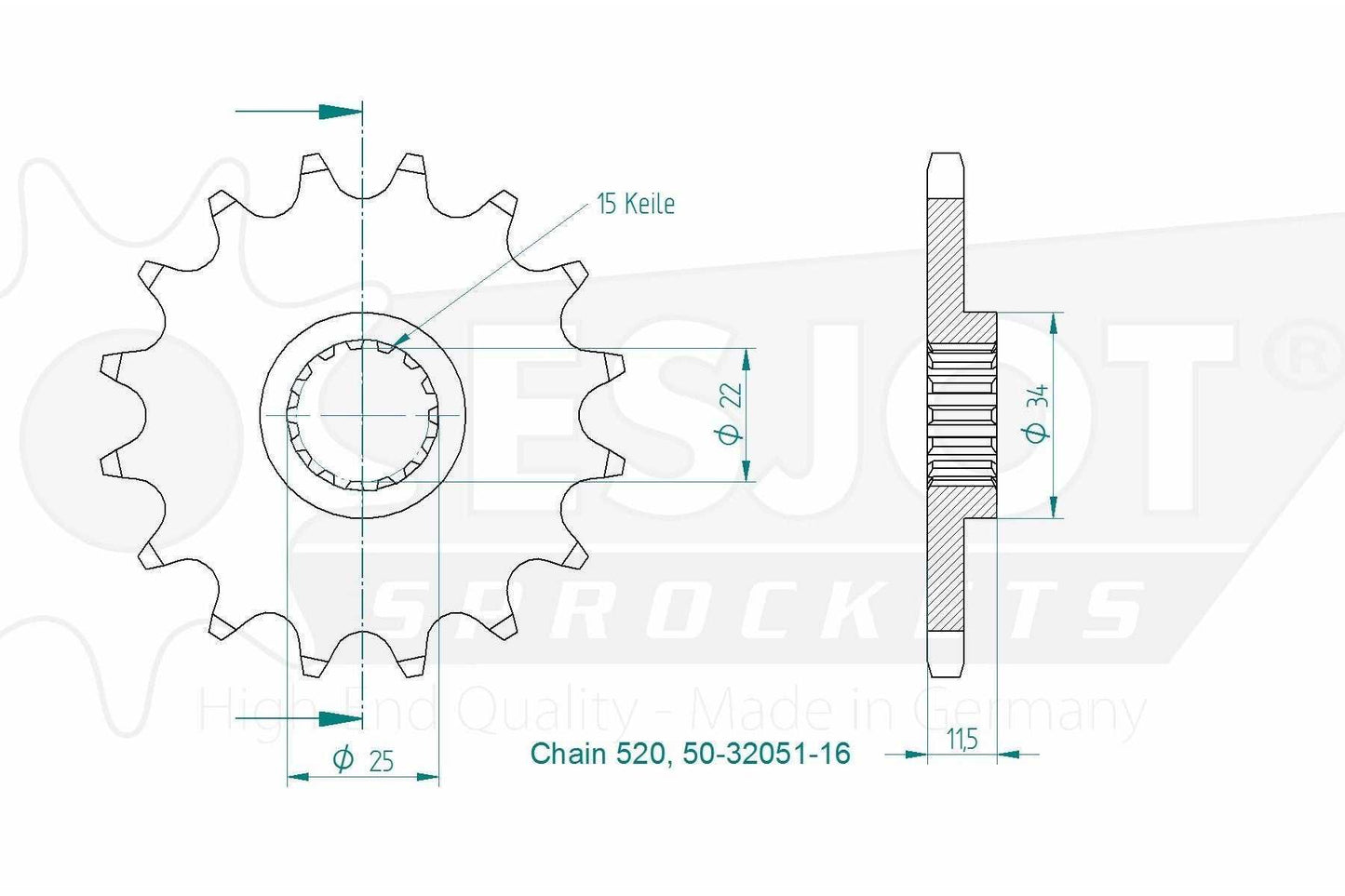 Sprockets Front (32051-15T) - Esjot