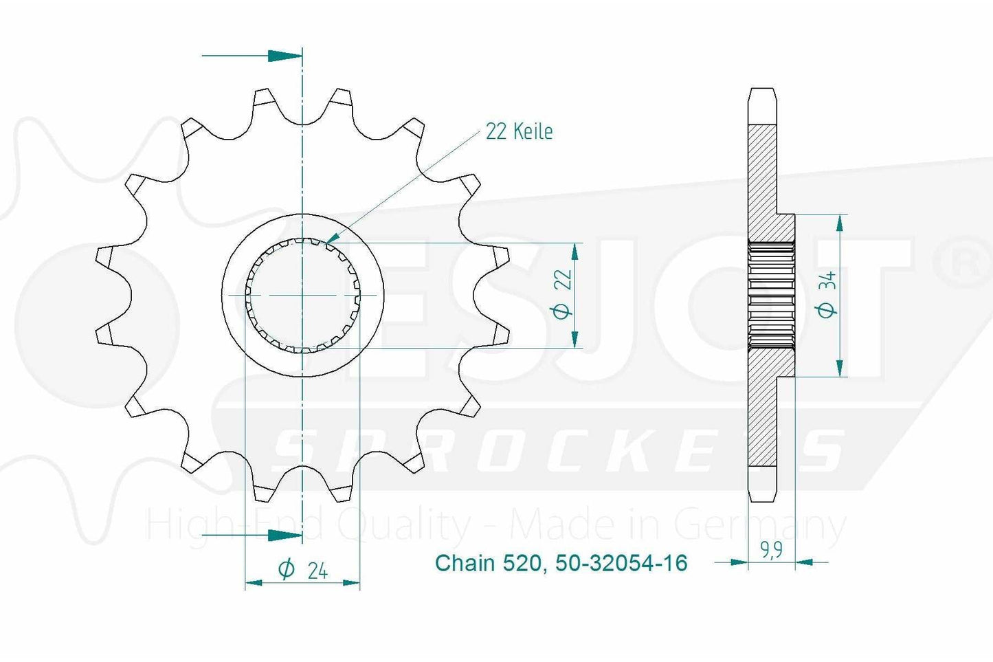 Sprockets Front (32054-16T) - Esjot