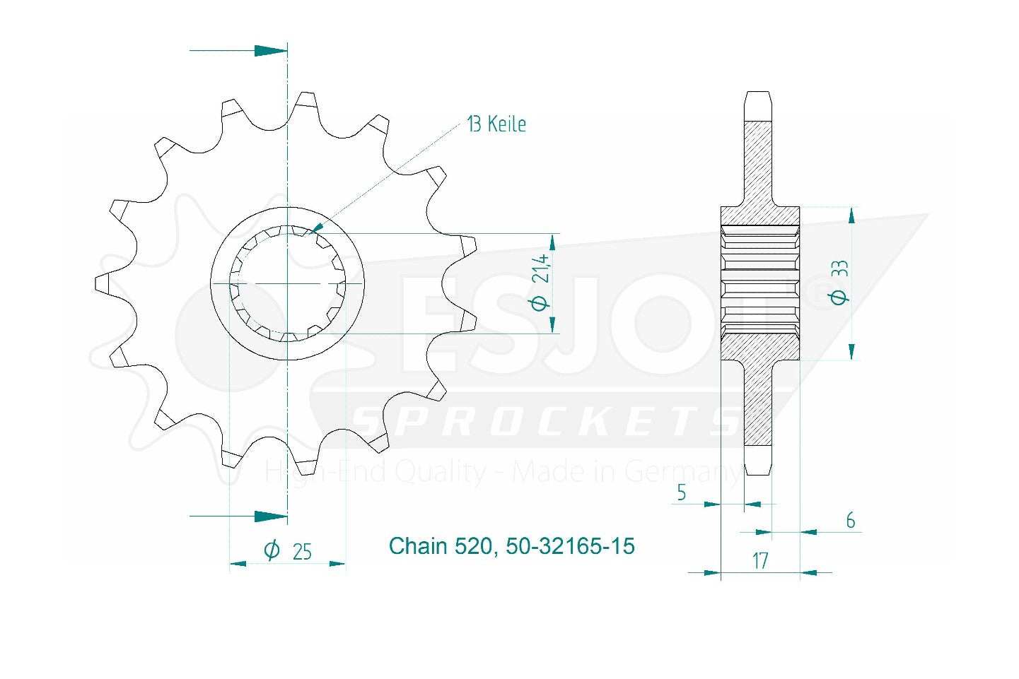 Sprockets Front (32165-15T) - Esjot (Sports)