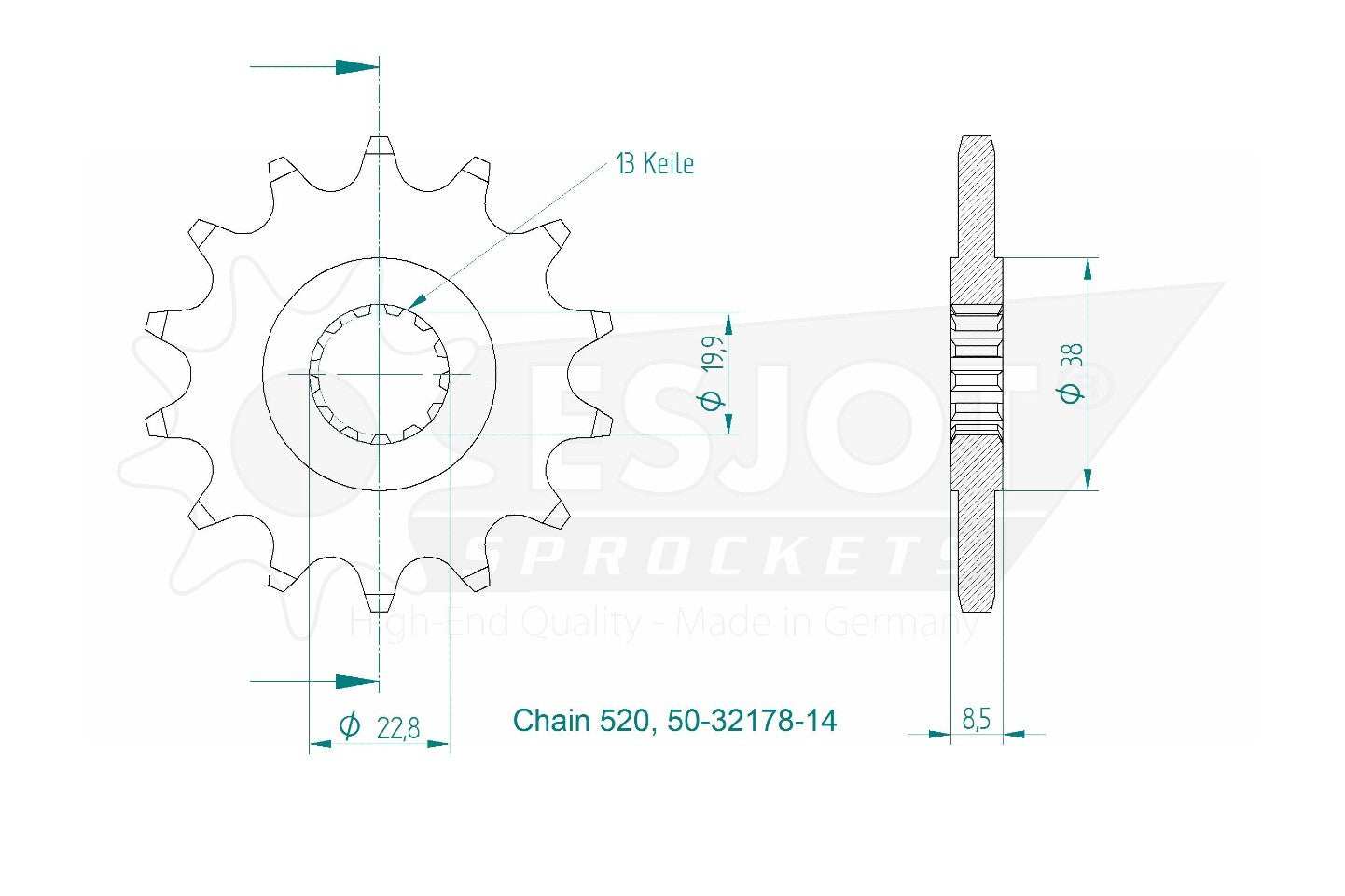 Sprockets Front (32178-14T) - Esjot