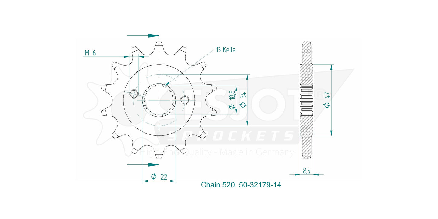 Sprockets Front (32179-14T) - Esjot