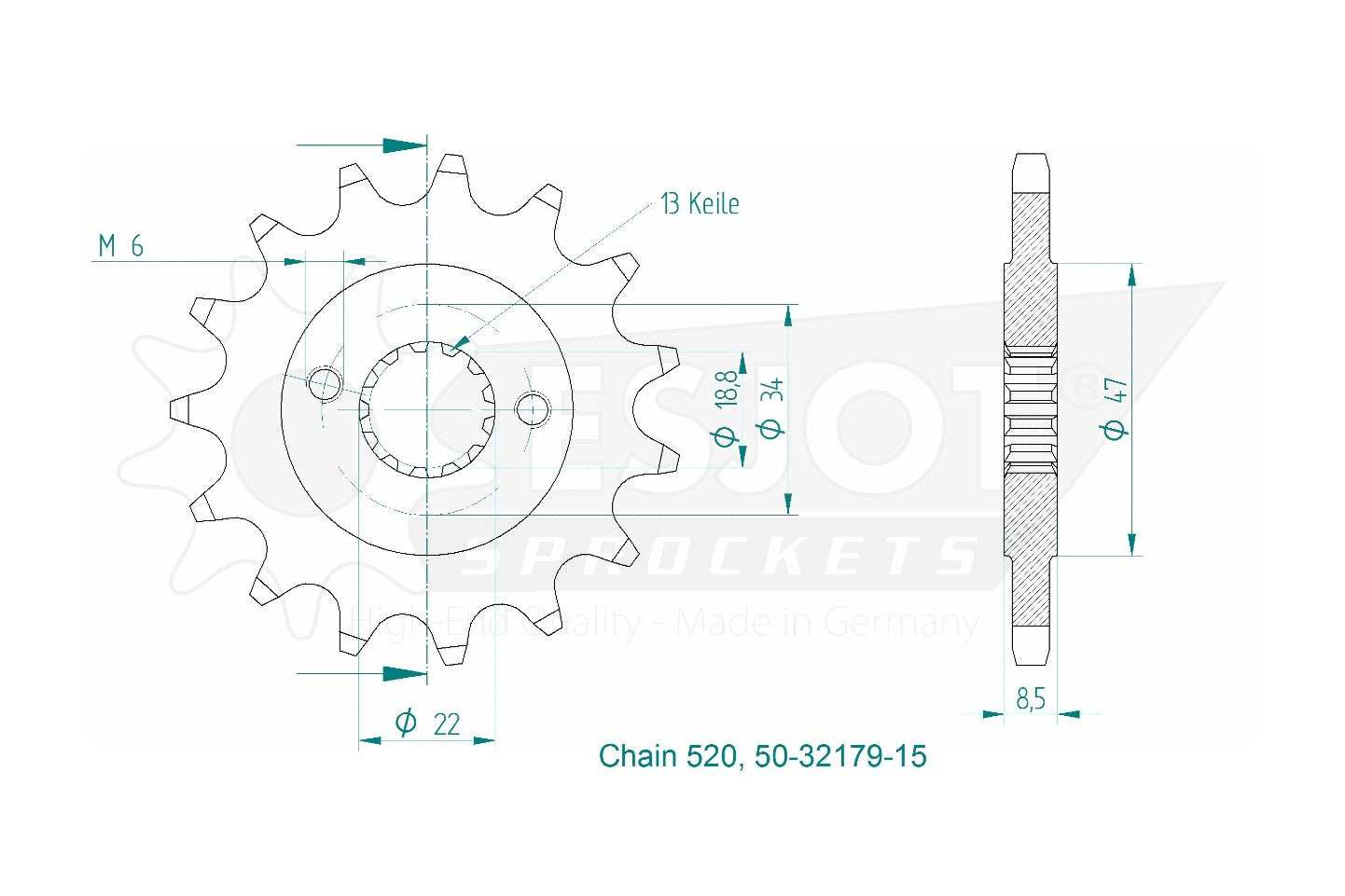 Sprockets Front (32179-15T) - Esjot