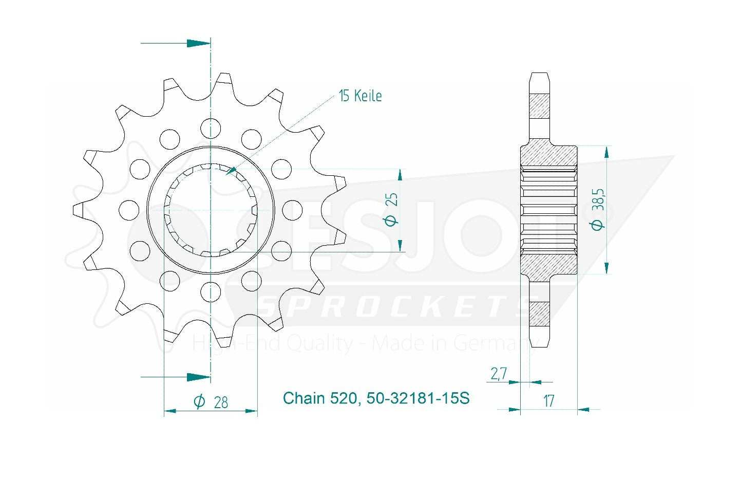 Sprockets Front (32181-15T) - Esjot (Sports)