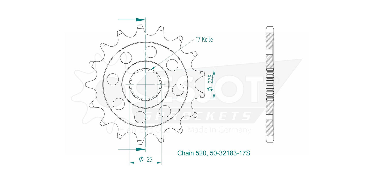 Sprockets Front (32183-17S) - Esjot