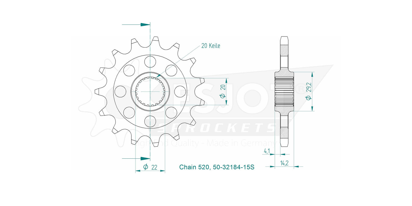 Sprockets Front (32184-15T) - Esjot (Sports)