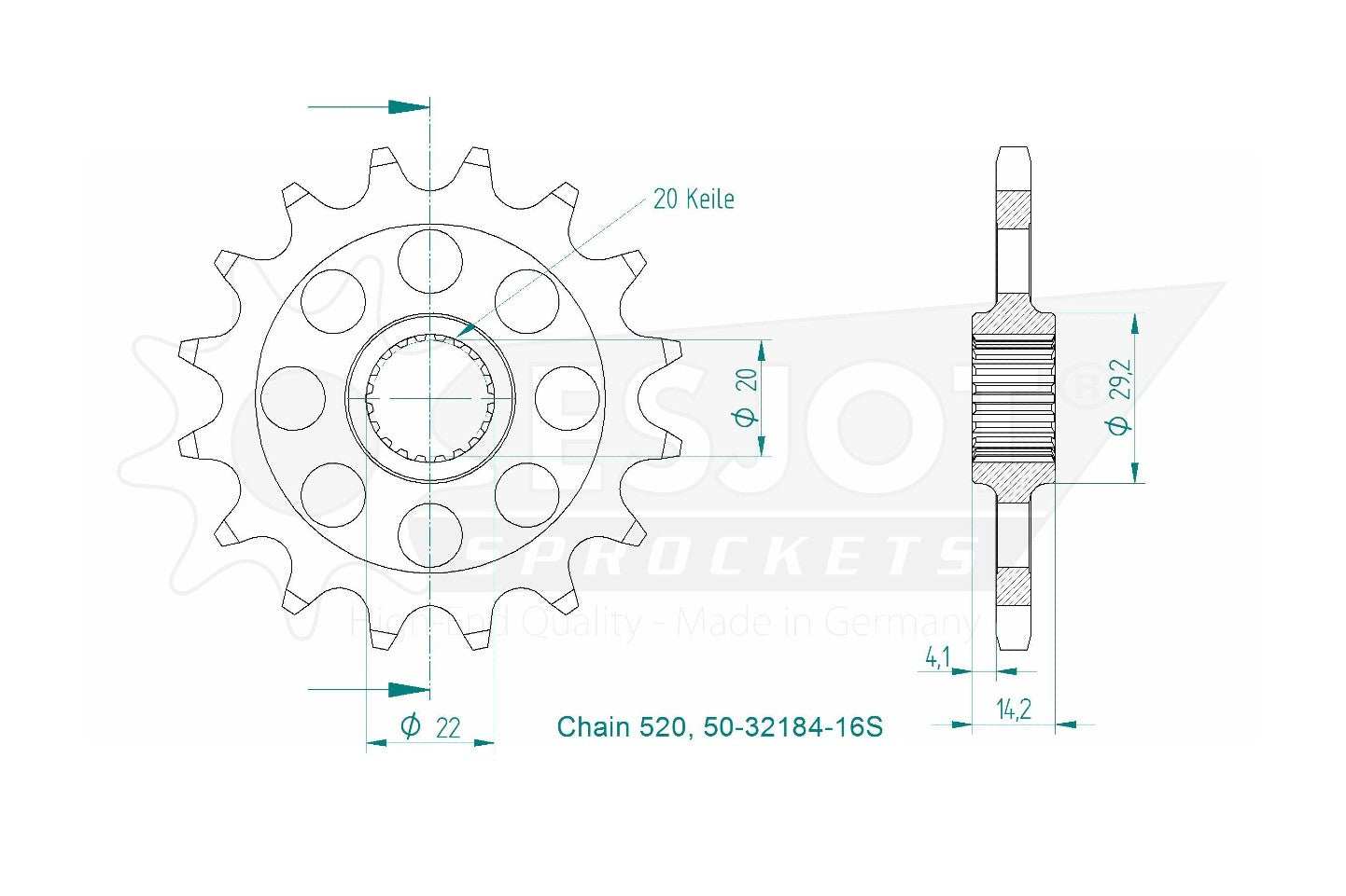 Sprockets Front (32184-16T) - Esjot (Sports)