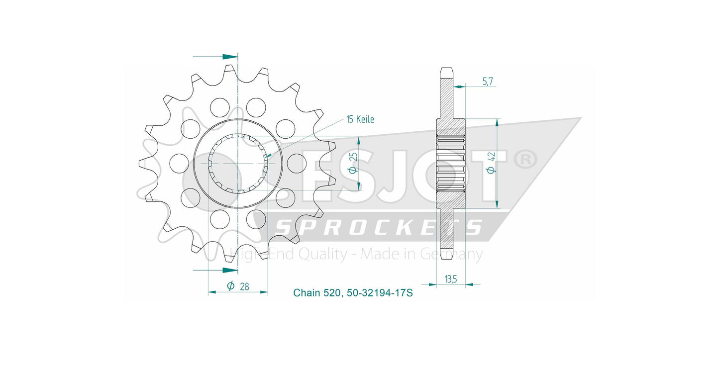 Sprockets Front (32194 - 17T) - Esjot Sports