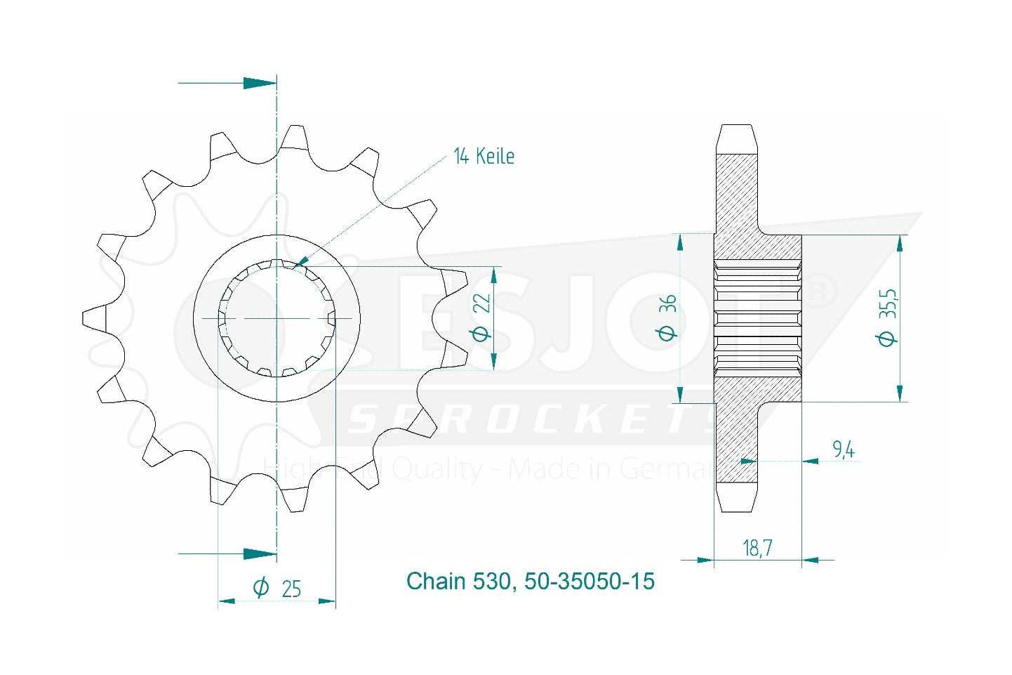 Sprockets Front (35050-15T) - Esjot