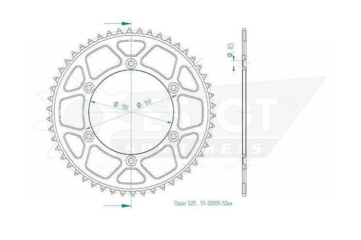 Sprockets Rear (32001-50T) - Esjot