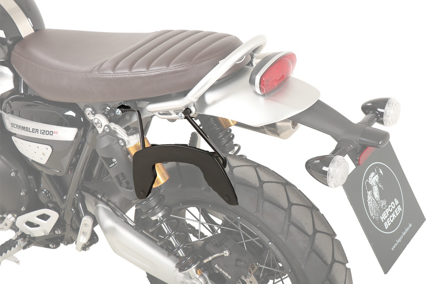 Triumph Scrambler 1200 XE / XC Carrier - Sidecases 'C-Bow' (Left Side, Black).