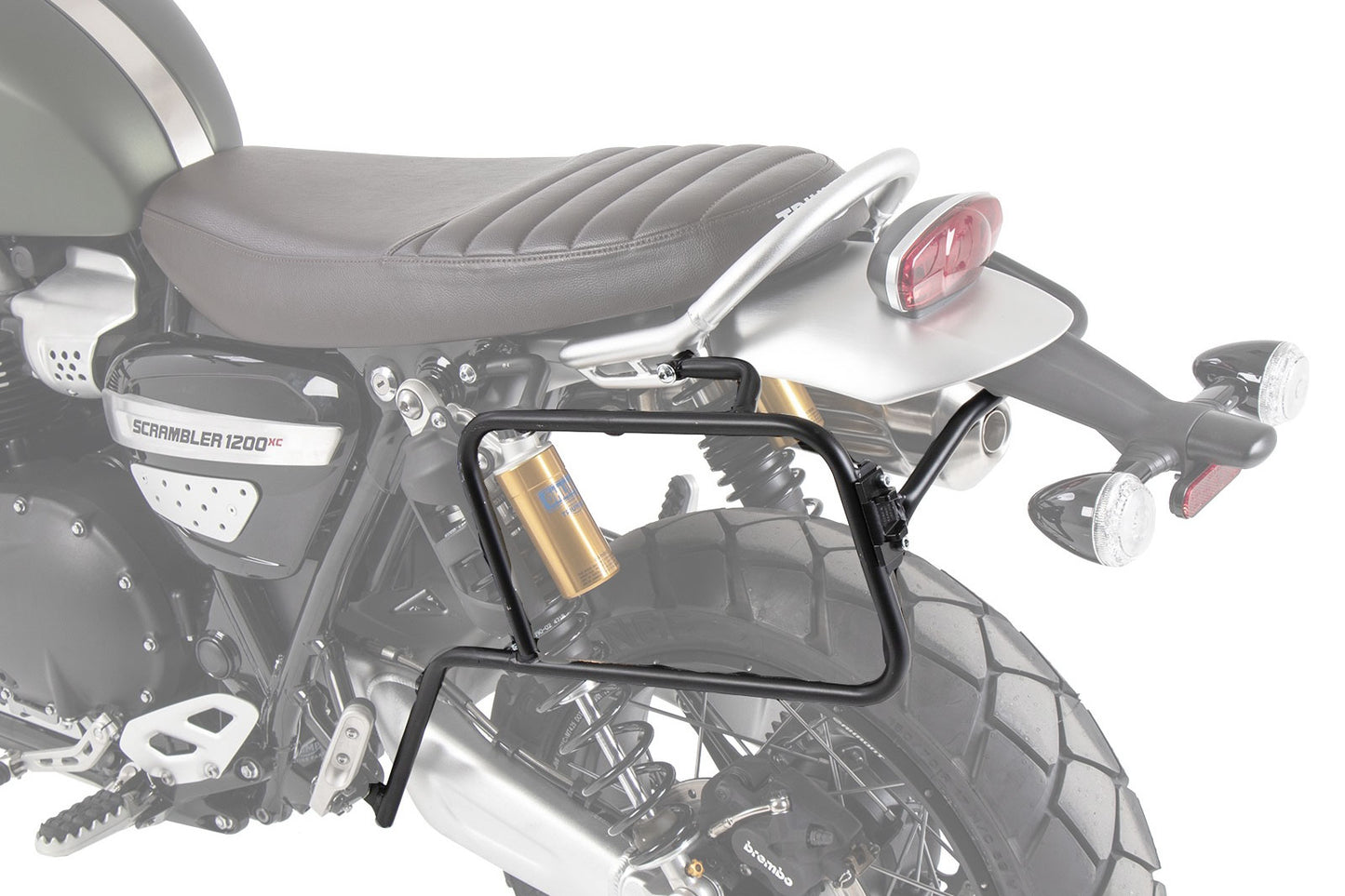 Triumph Scrambler 1200 XE / XC Carrier - Sidecases Permanent Fixed (Left Side, Black).