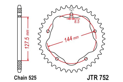 Sprockets Rear (JTR752- 43T) - JT