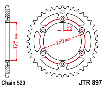 Sprockets Rear (897 - 51T) - JT