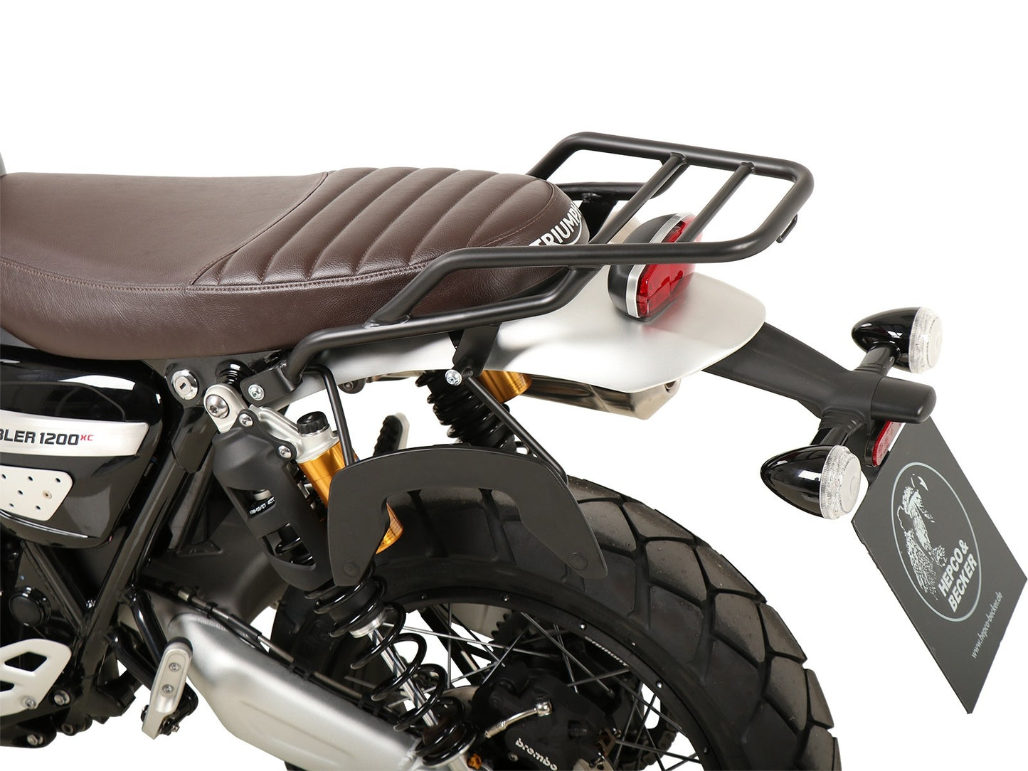 Triumph Scrambler 1200 XE / XC Carrier - Sidecases 'C-Bow' (Left Side, Black).