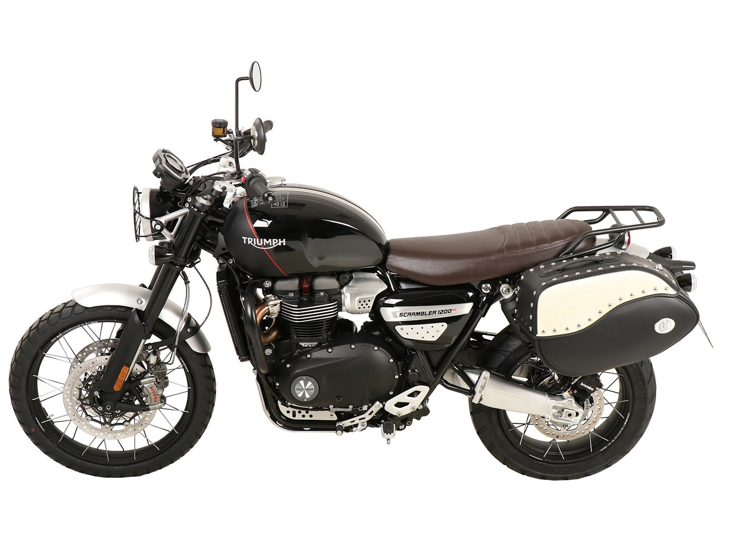 Triumph Scrambler 1200 XE / XC Carrier - Sidecases 'C-Bow' (Left Side, Black).